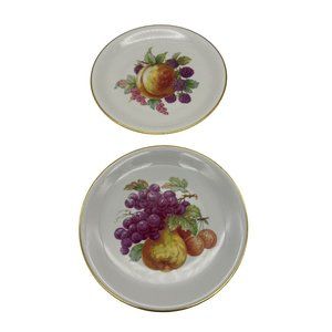 Pair Royal Signet Zeh Scherzer Fruit Themed Plates Bavarian China Germany Peach